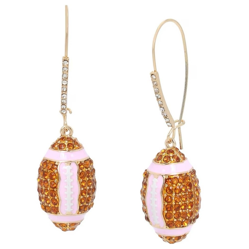 Betsey Johnson Pink and Gold Football Earrings